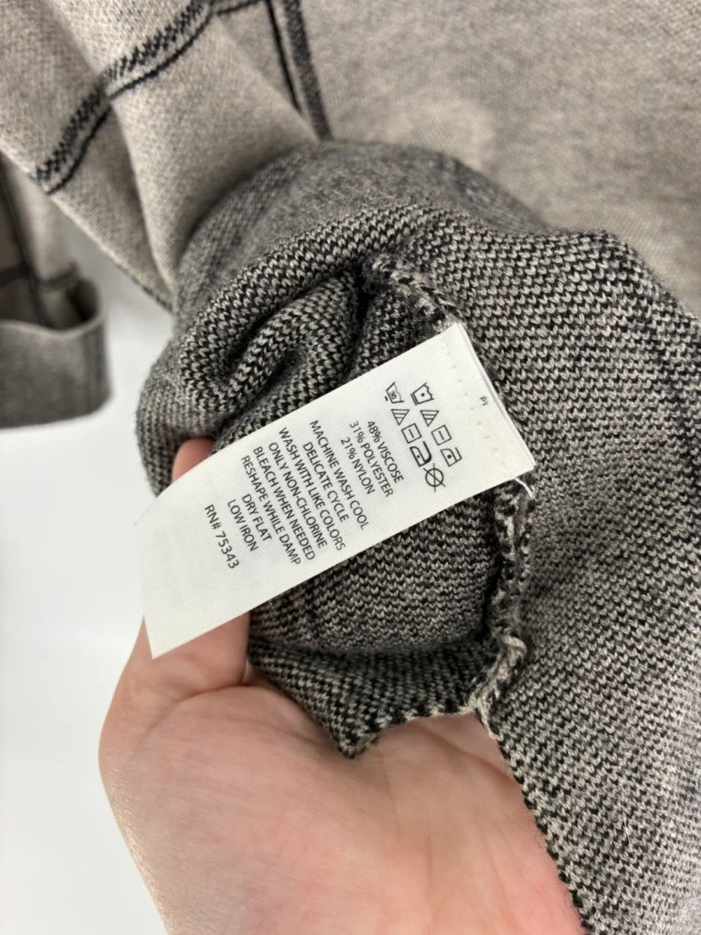 Relaxed Mock Neck Windowpane Sweater - Light Gray - Picture 6 of 9